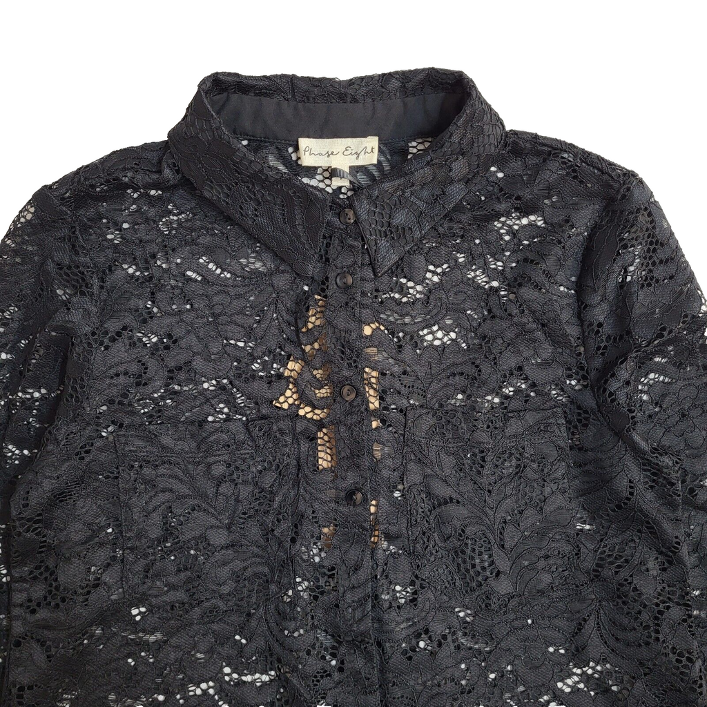 Phase Eight Gabby Black Lace Blouse Y2K 3/4 Sleeve BNWT UK Women's Size 8