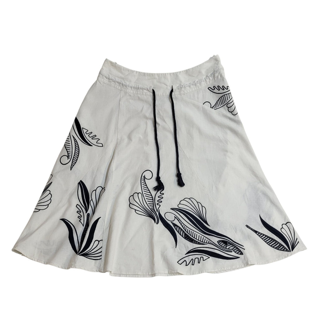 Next Y2K Skirt A-Line White Midi Linen Size XL 16 W34