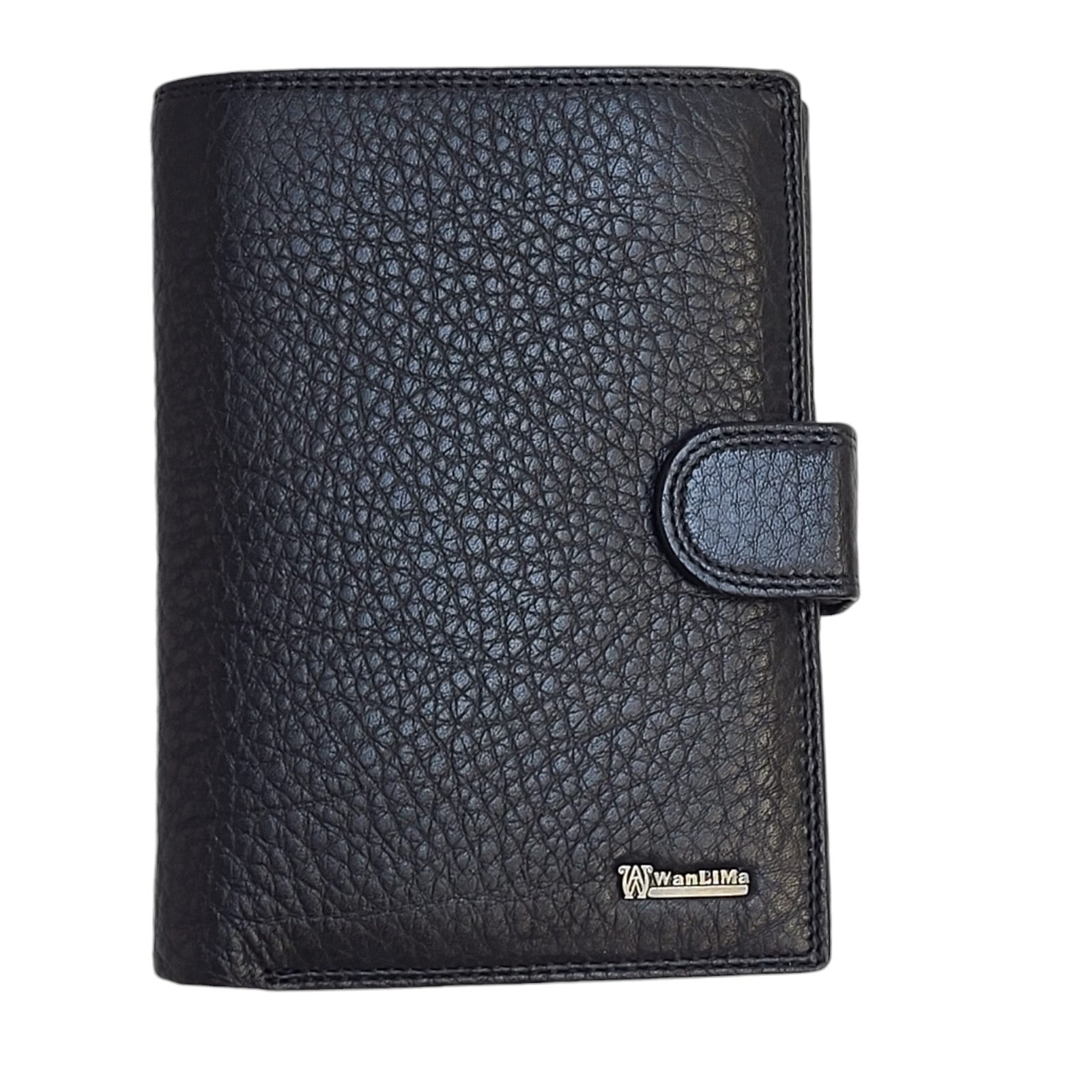 Wanlima Black Leather Wallet Uk Men's Size 5.5" x 4"