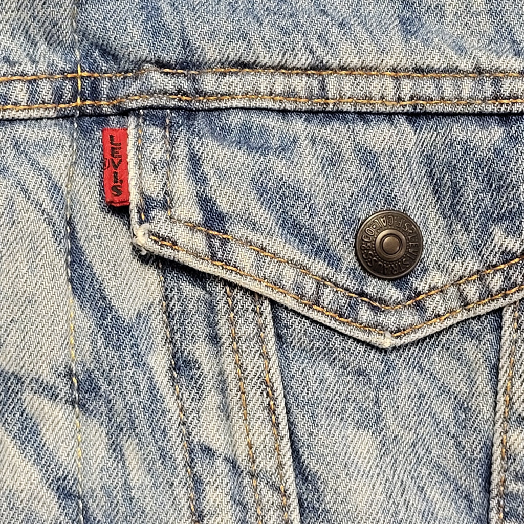 Levi's Light Blue Button Denim Fleece Sherpa Jacket Uk Men's Size Small