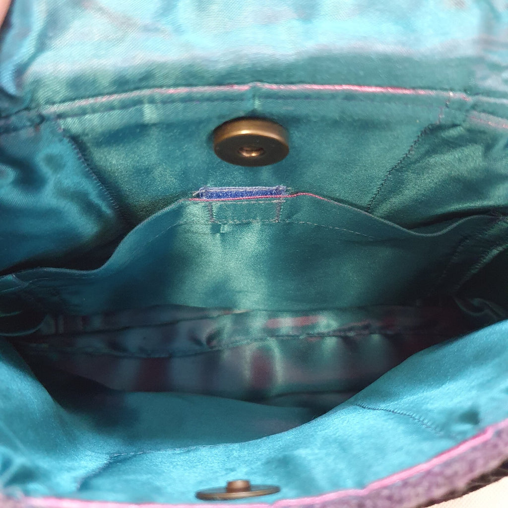 Harris Tweed Purple Wool Triangle Small Top Handle Handbag Uk Women's 13" x 7"