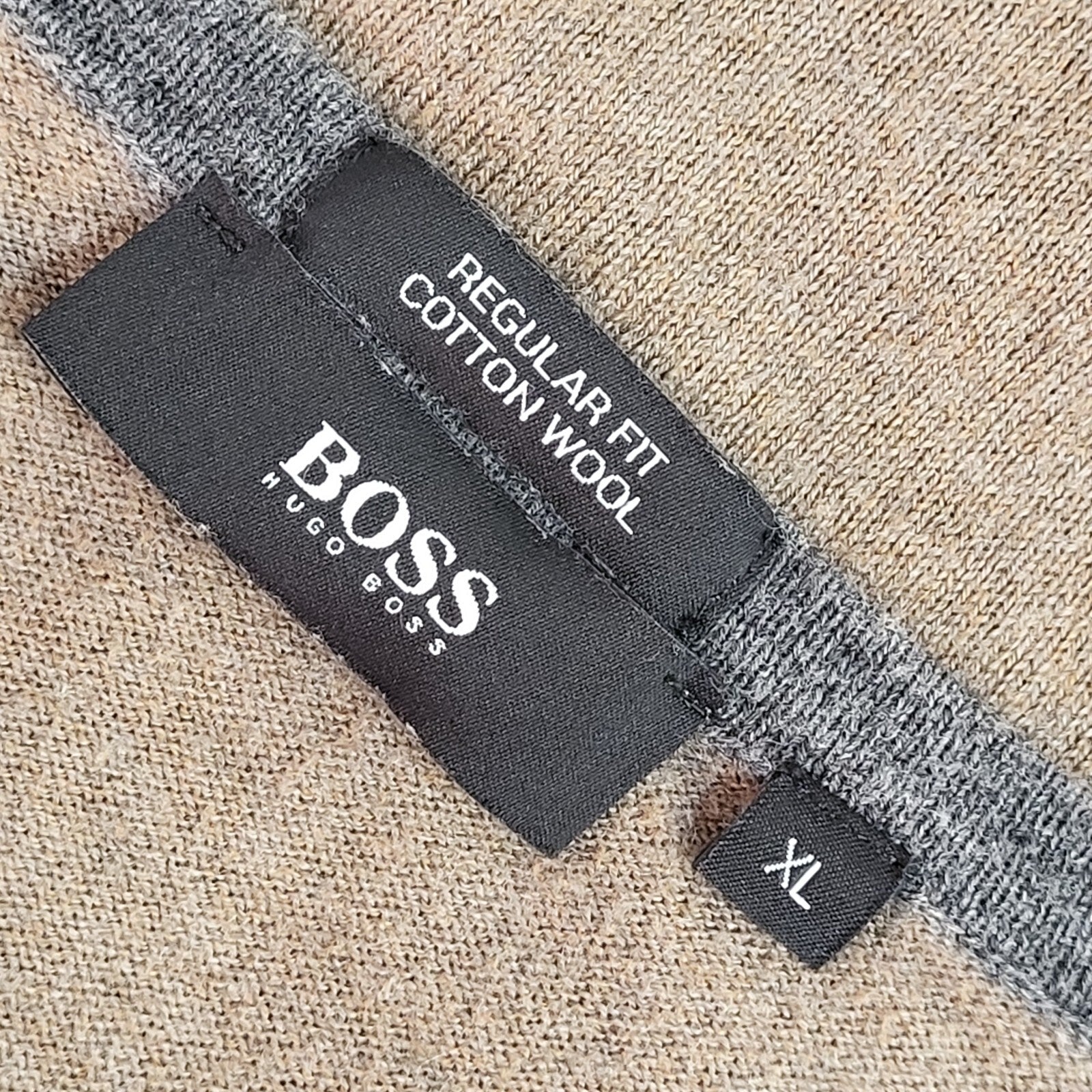 Hugo Boss Jumper Grey & Brown Modern Crew Neck Men's UK Size XL