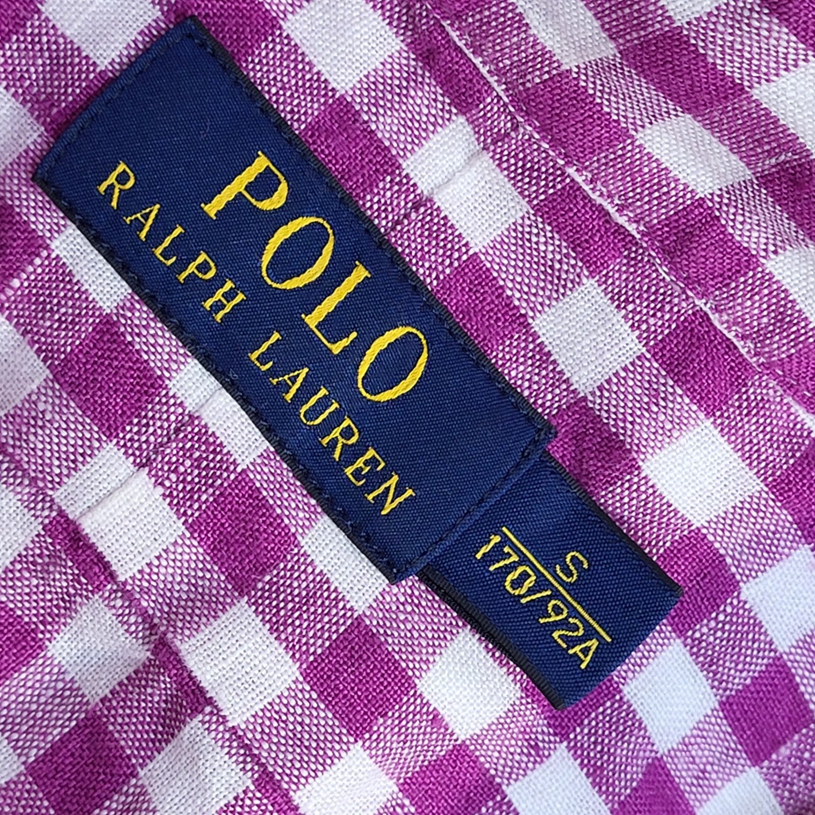 Polo Ralph Lauren Vintage 90's Pink & White Checked Long Sleeve Shirt Men's UK S