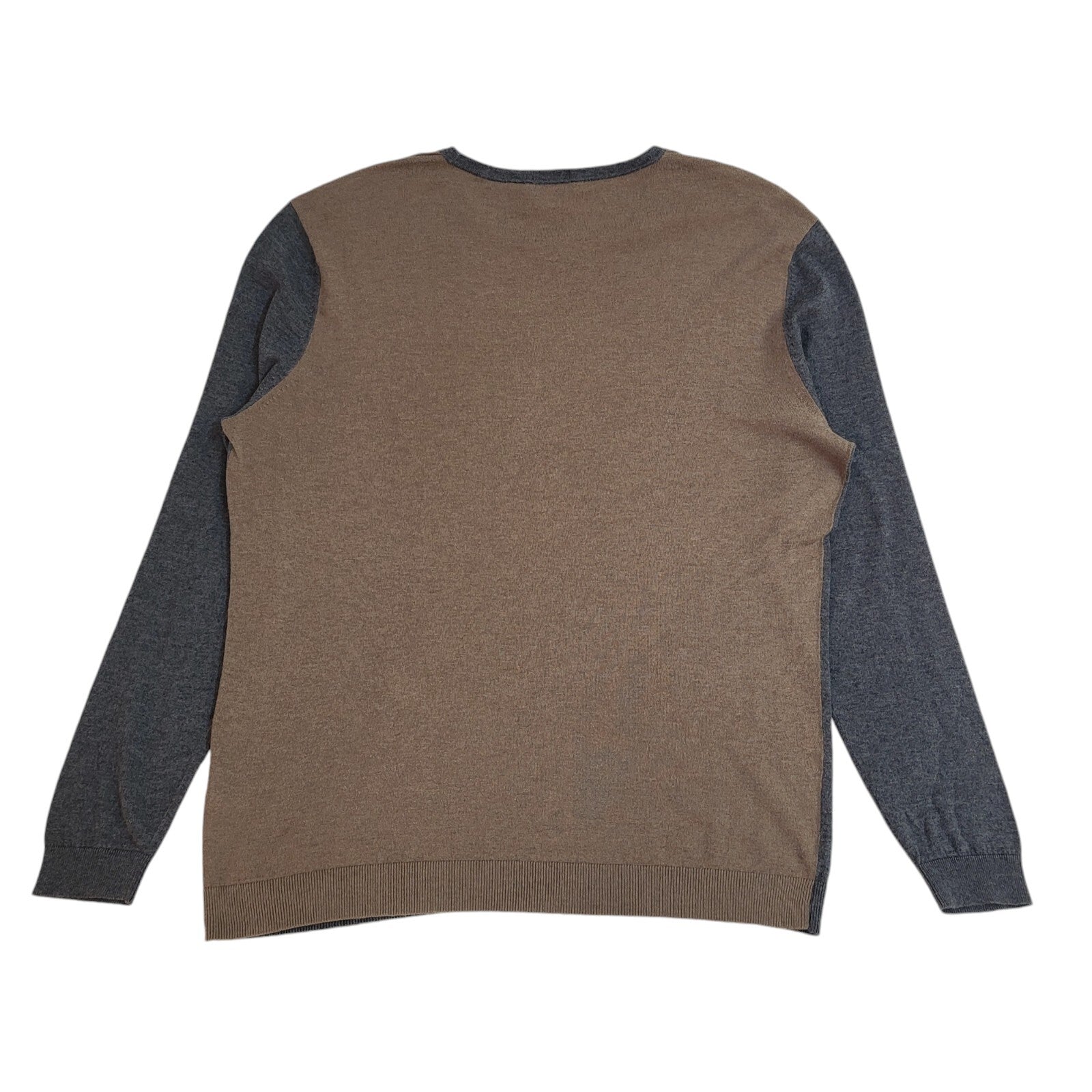 Hugo Boss Jumper Grey & Brown Modern Crew Neck Men's UK Size XL