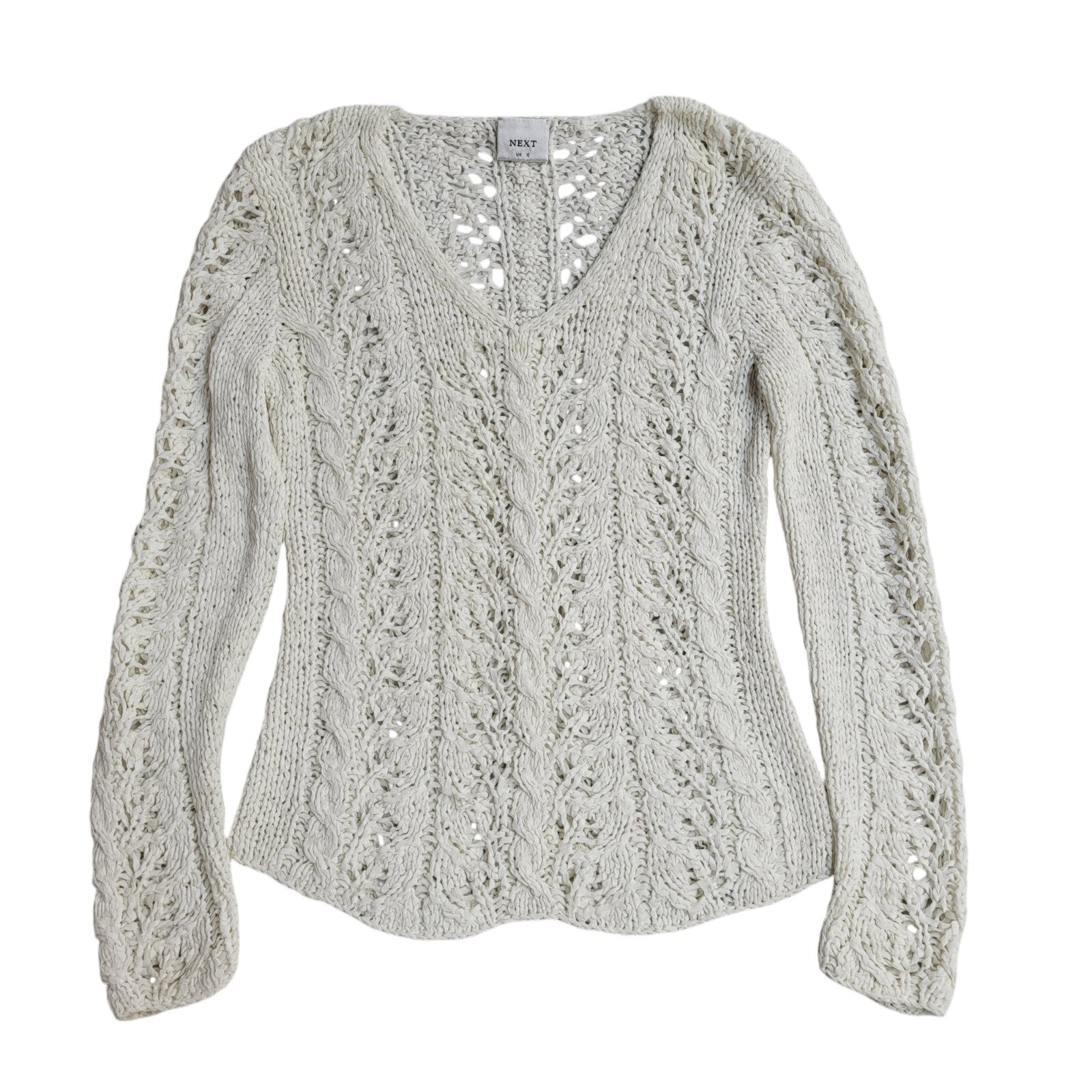 Next White V-Neck Mesh Vintage 90's Jumper UK Women's Size 12