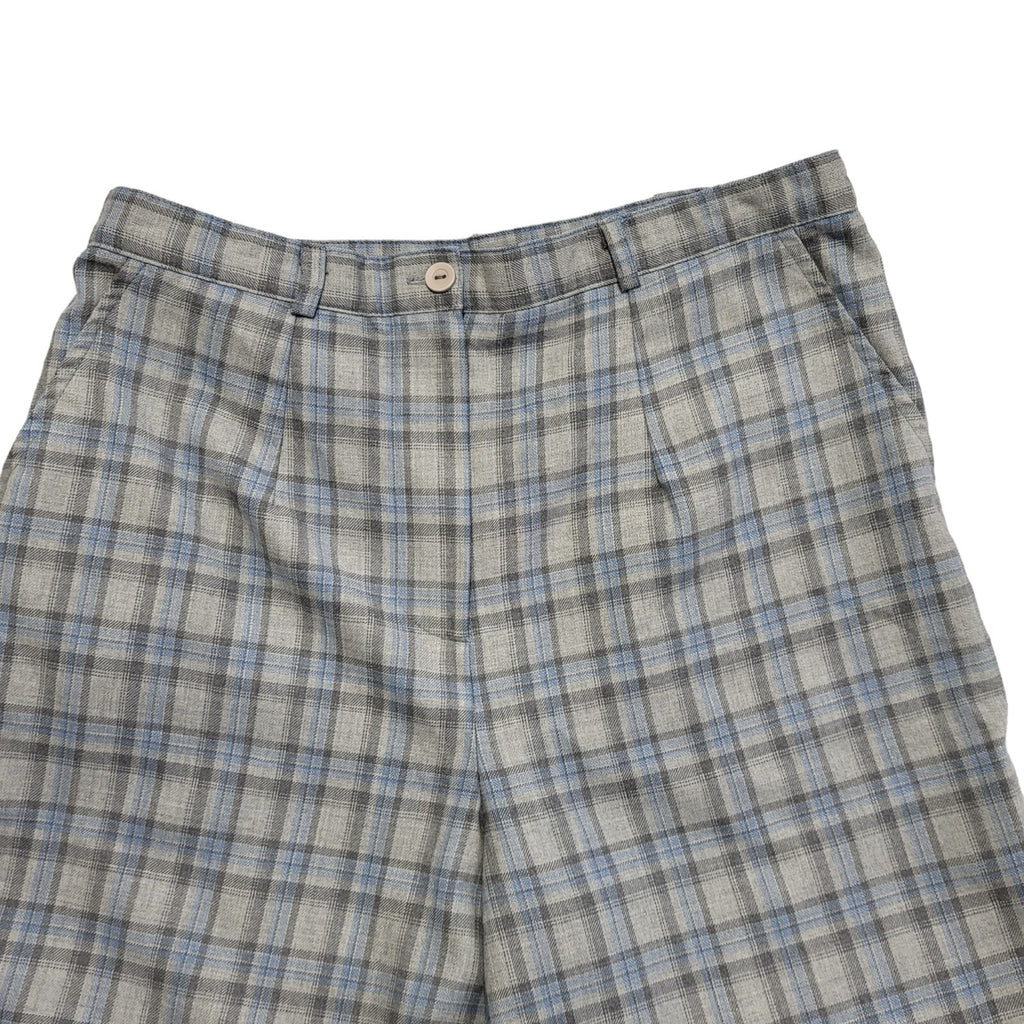 Country Collection 90s Grey Blue Check Trousers Uk Women's 14 W32 L29