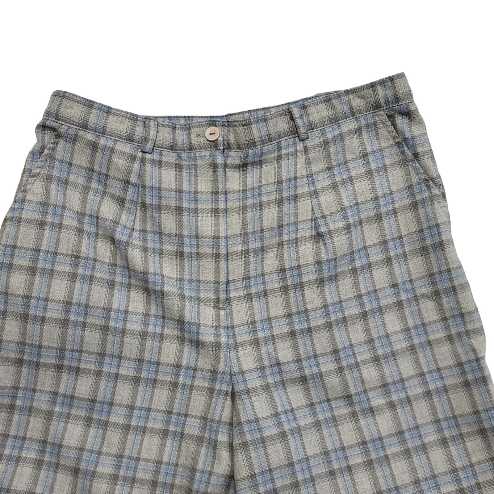 Country Collection 90s Grey Blue Check Trousers Uk Women's 14 W32 L29