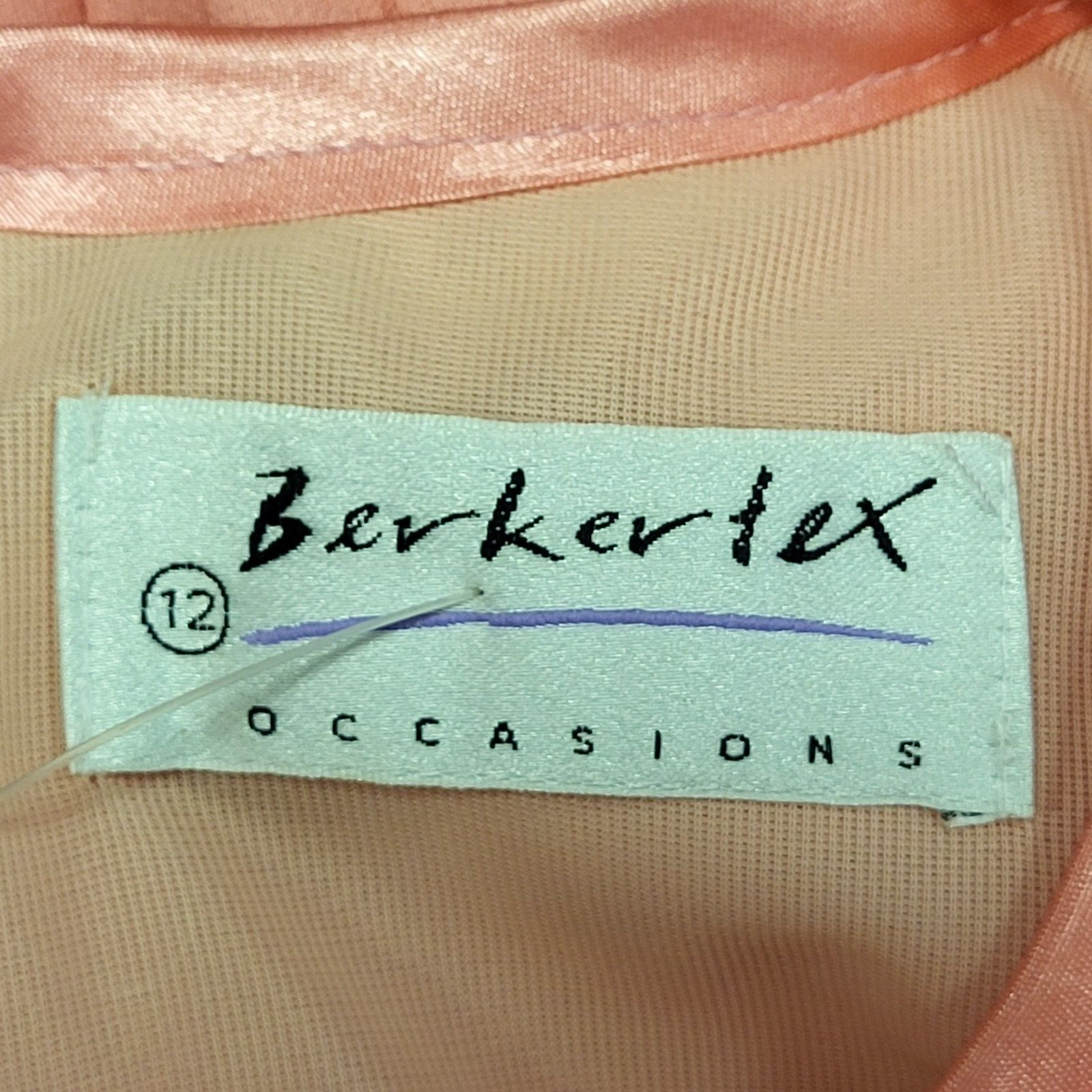 Berkertex 80s Vintage Pink Pleated 3/4 Sleeve Daywear Dress Women's 12