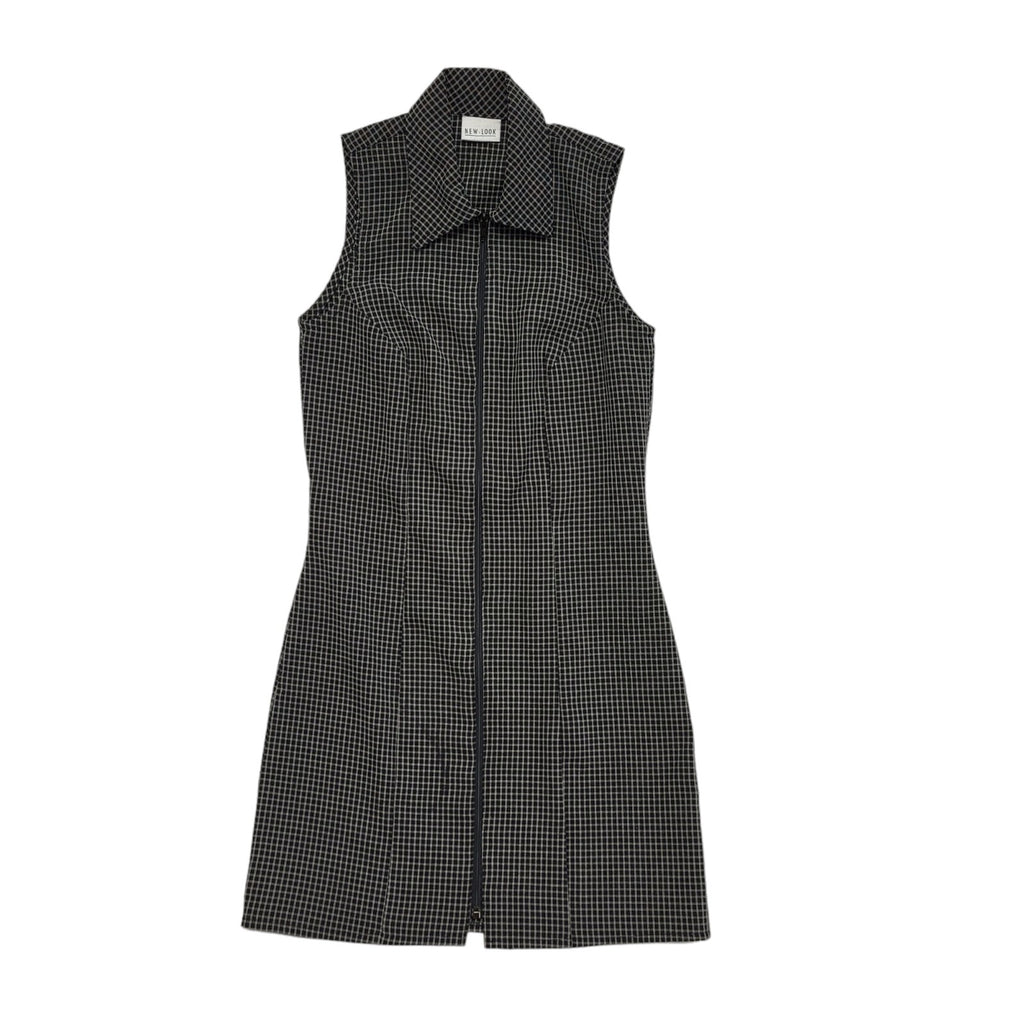 New Look Vintage 90s Black Check Sleeveless Dress Uk Women's Size 8 W26-30