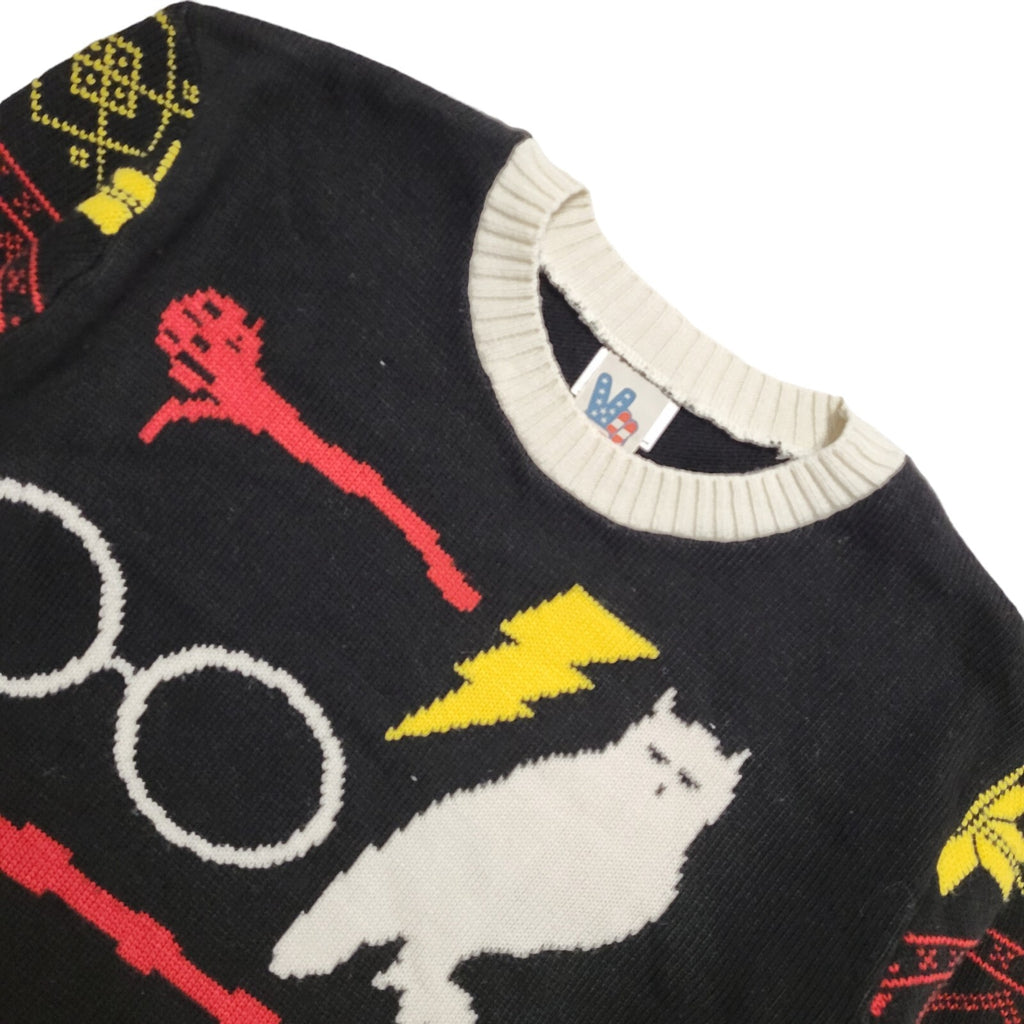 Junk Food Vintage 90's Black & Red Abstract Jumper Uk Men's Size Medium