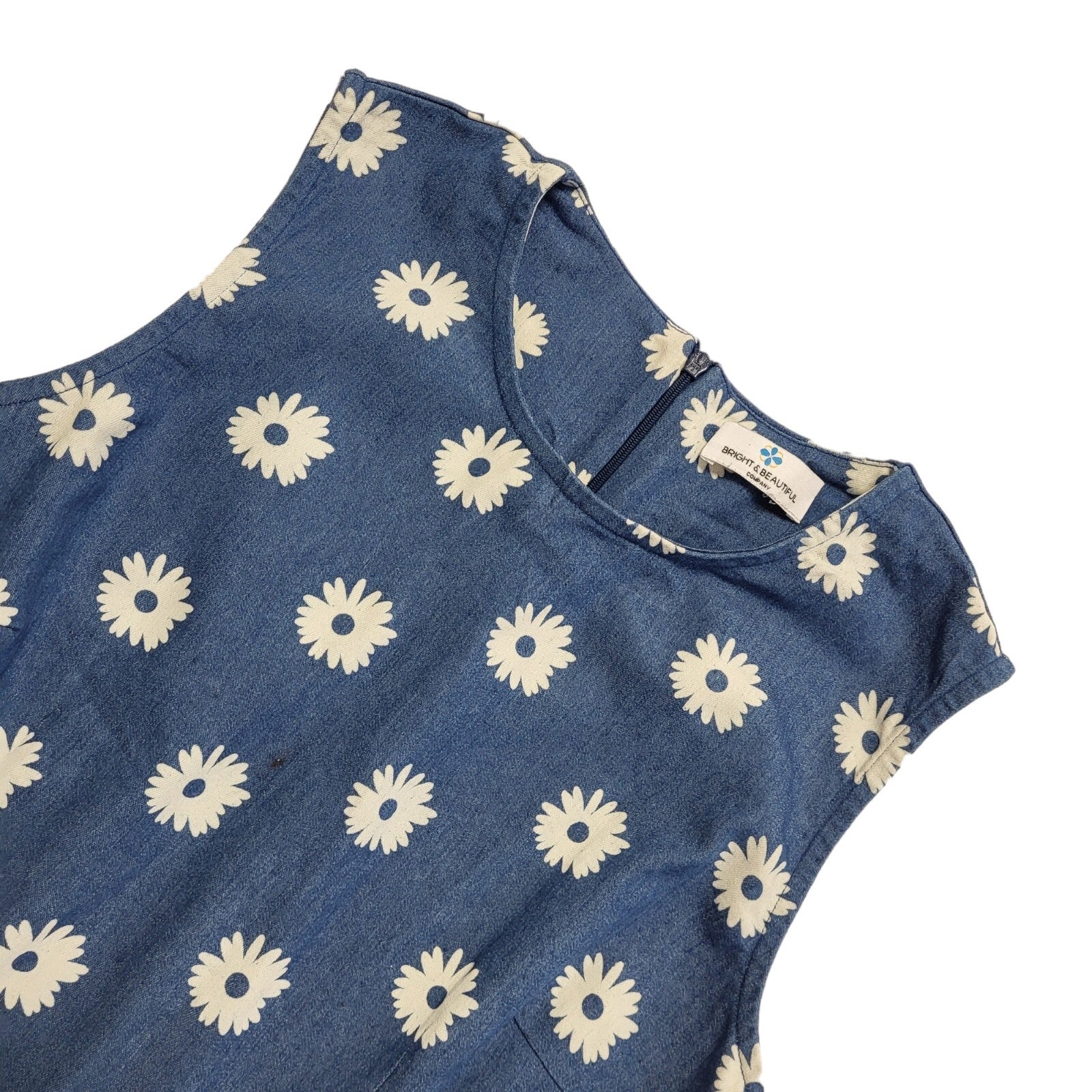 Bright & Beautiful Vintage 90s Blue Floral Dress Uk Women's Size 10 W28