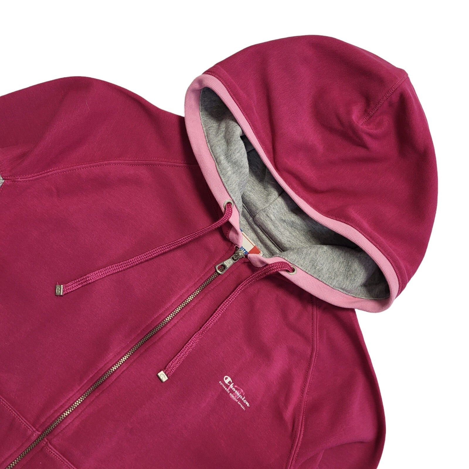 Champion Vintage Y2k Pink Zipped Sports Hoodie Uk Women's Size M