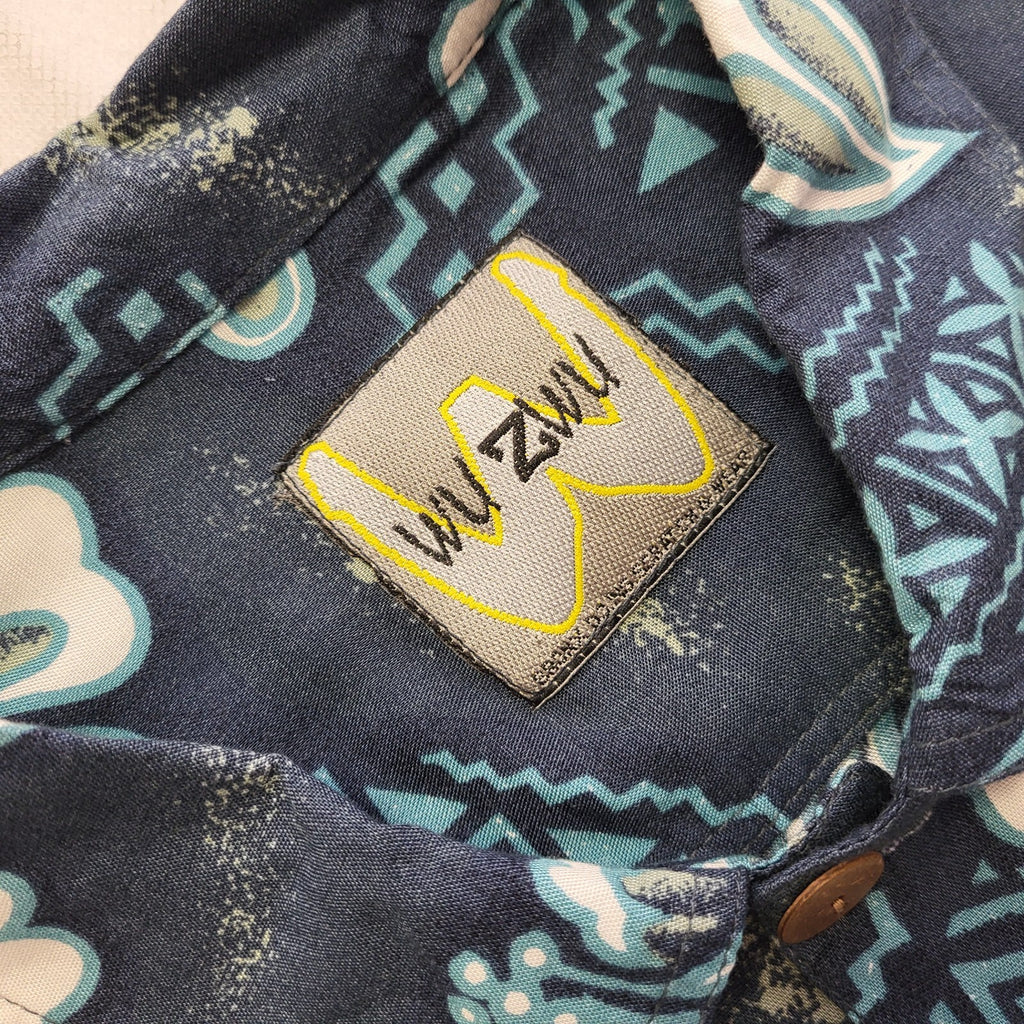 Wu Zwu Y2k  Blue Floral Hawaiian Short Sleeve Shirt UK Men's Size M