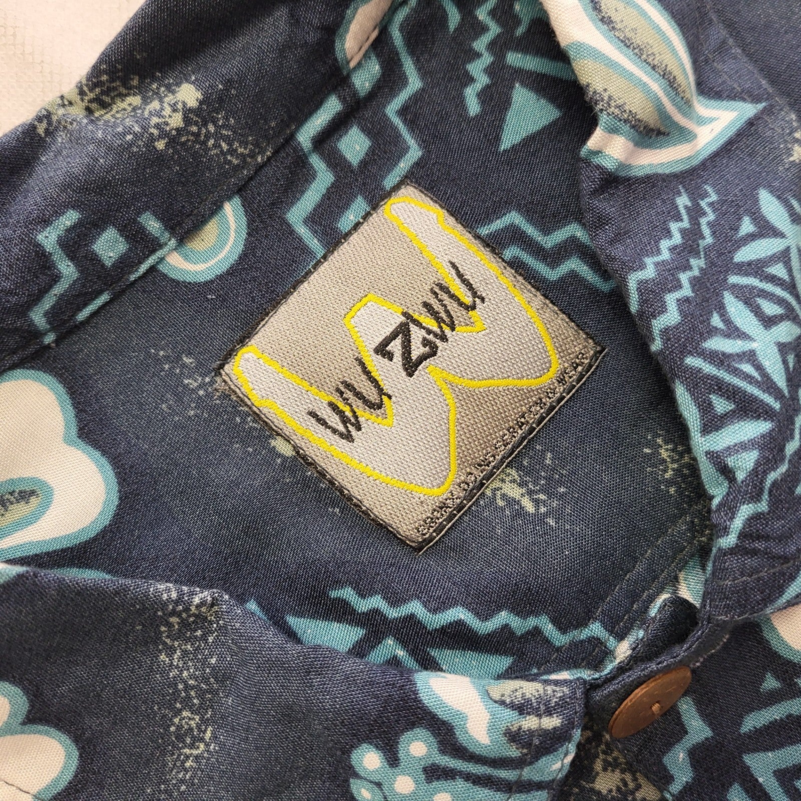 Wu Zwu Y2k  Blue Floral Hawaiian Short Sleeve Shirt UK Men's Size M