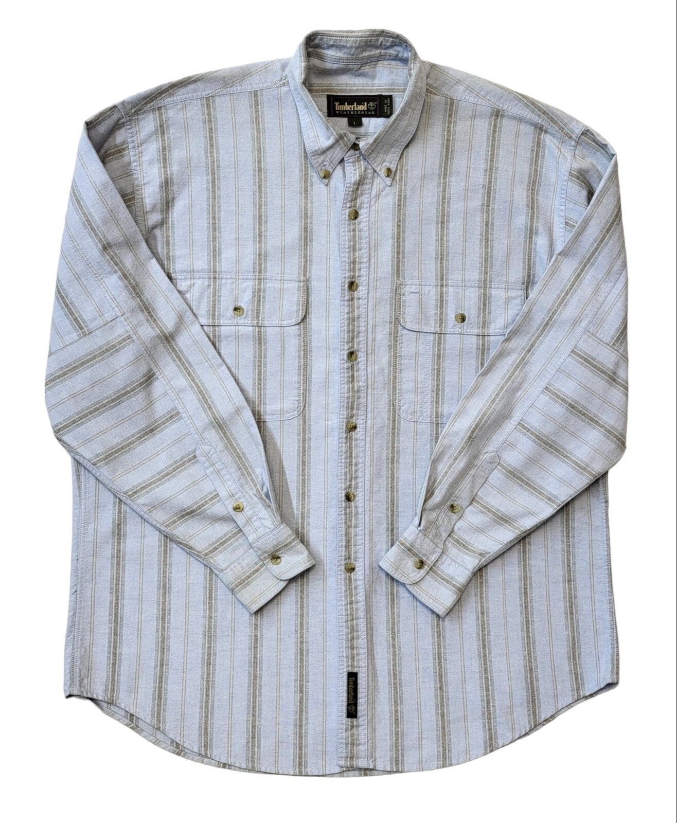 Timberland Y2K Blue Striped Shirt Men's Size Large Eu 54