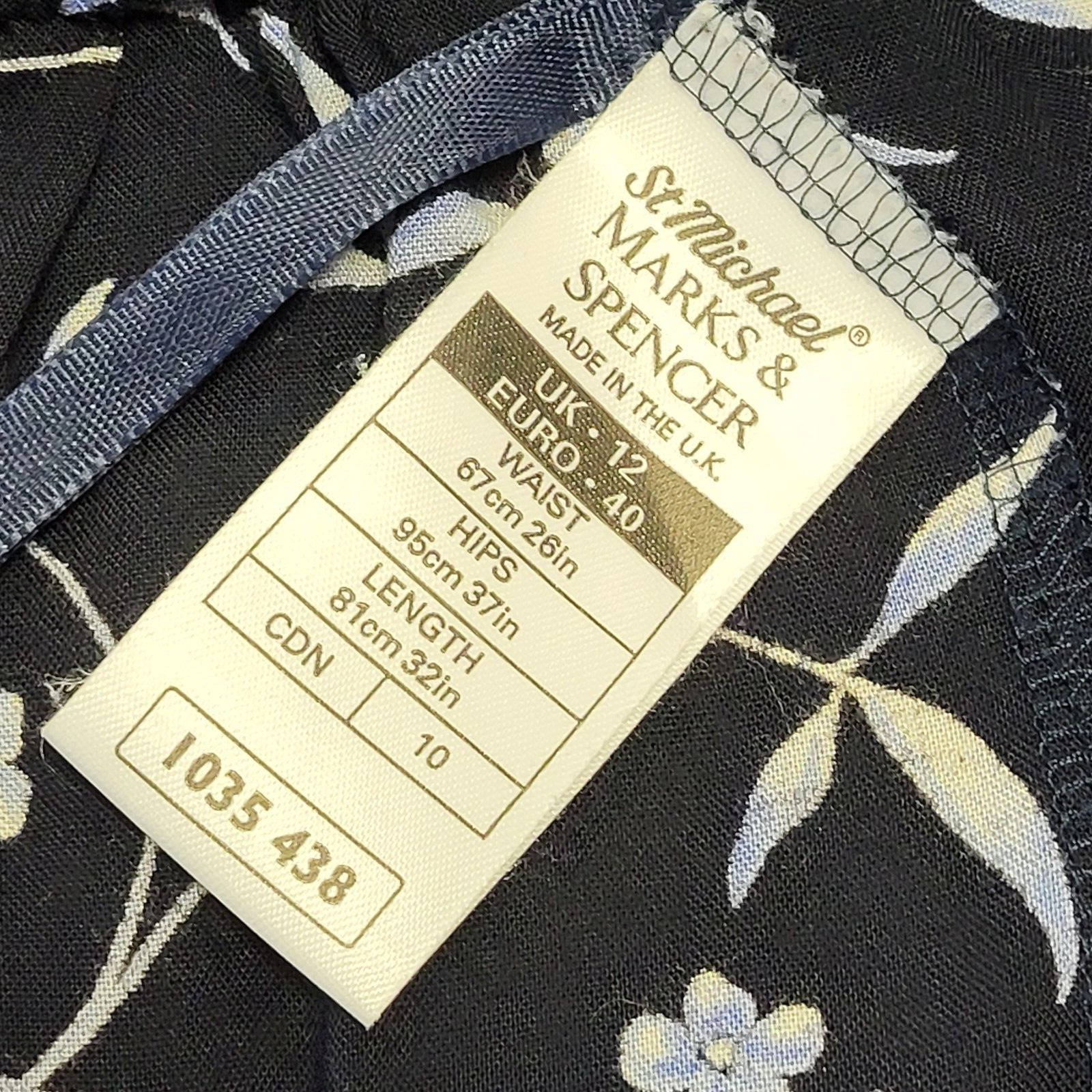 Marks & Spencer 90s Vintage Black Floral Midi Skirt Women's Size 12 W30