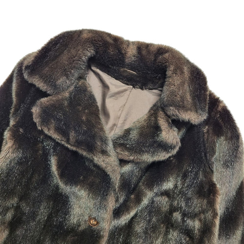 Astraka 80s Vintage Brown Faux Fur Button Coat Women's Size 18