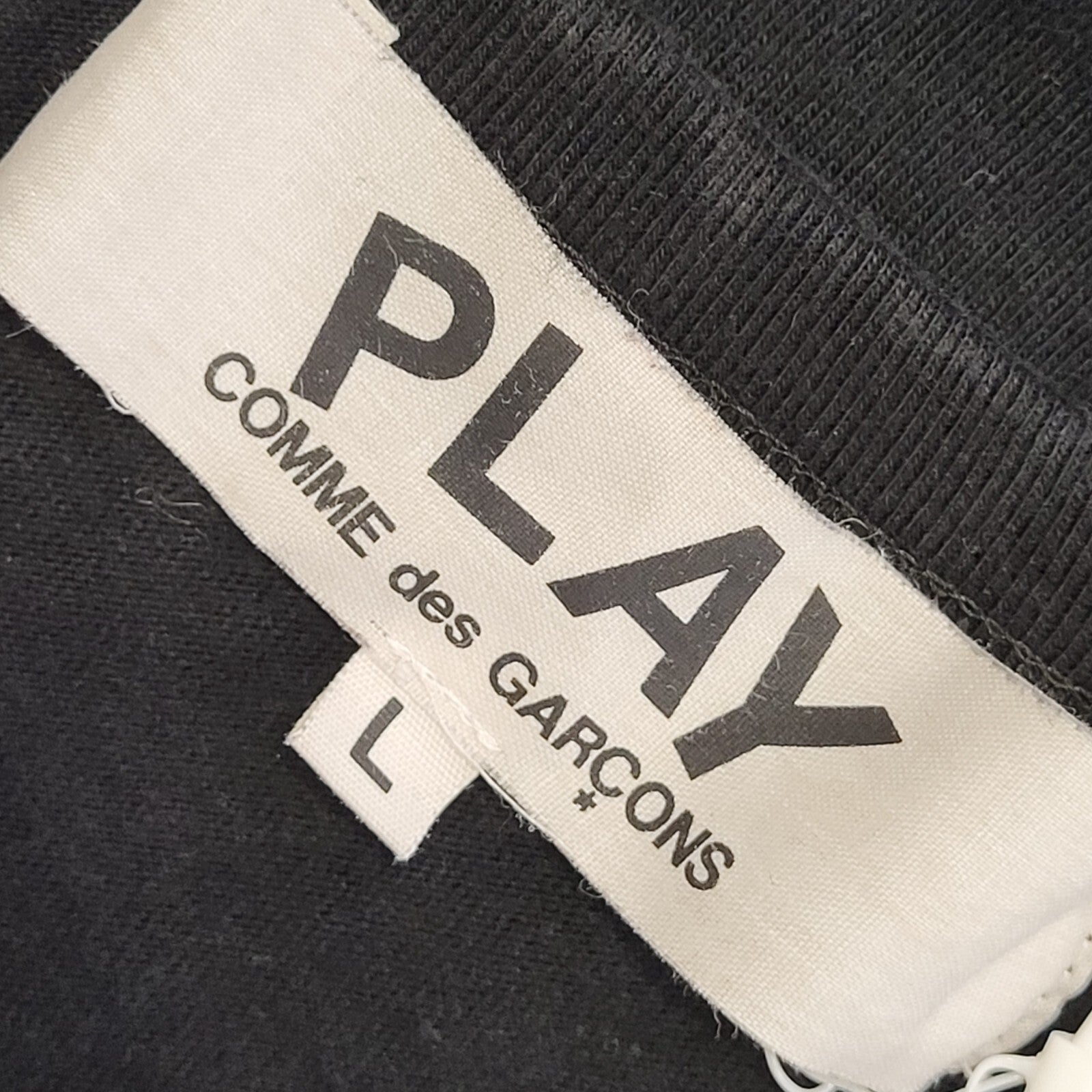 Comme DersGarcons Play Vintage Y2K Black Heart Detail T-Shirt Womens UK L