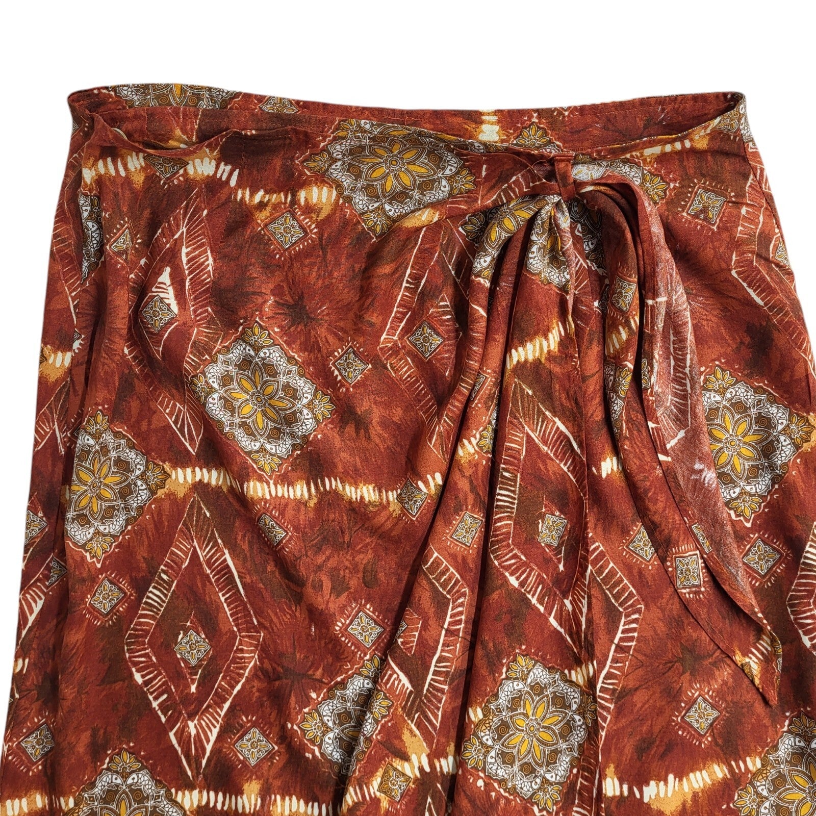 Marks & Spencer 90's Vintage Red Floral Straight Long Skirt Uk Women's 14 W32