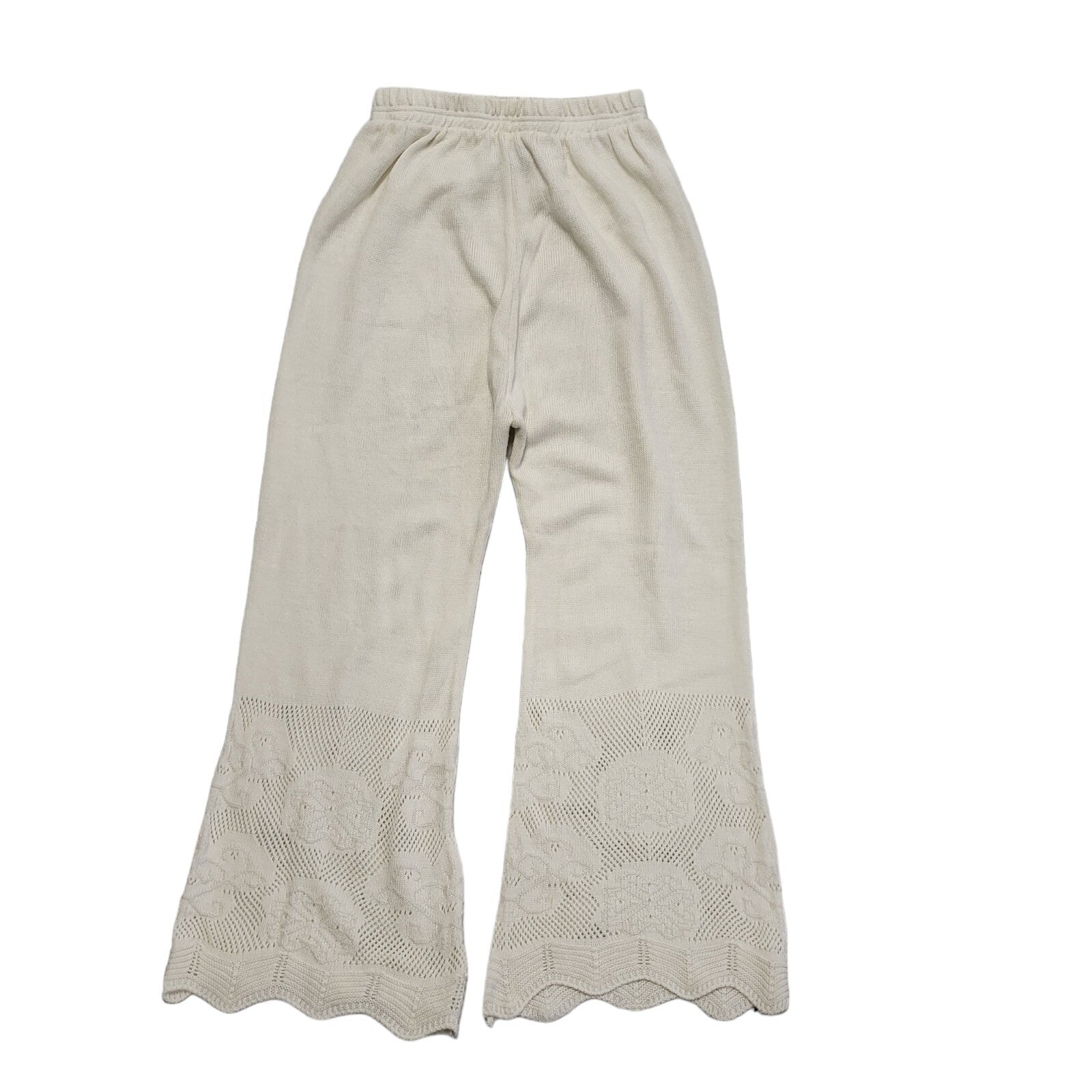 Usha Nisha 90s White Wide Leg Trousers Uk Women's Size 10 W28 L28