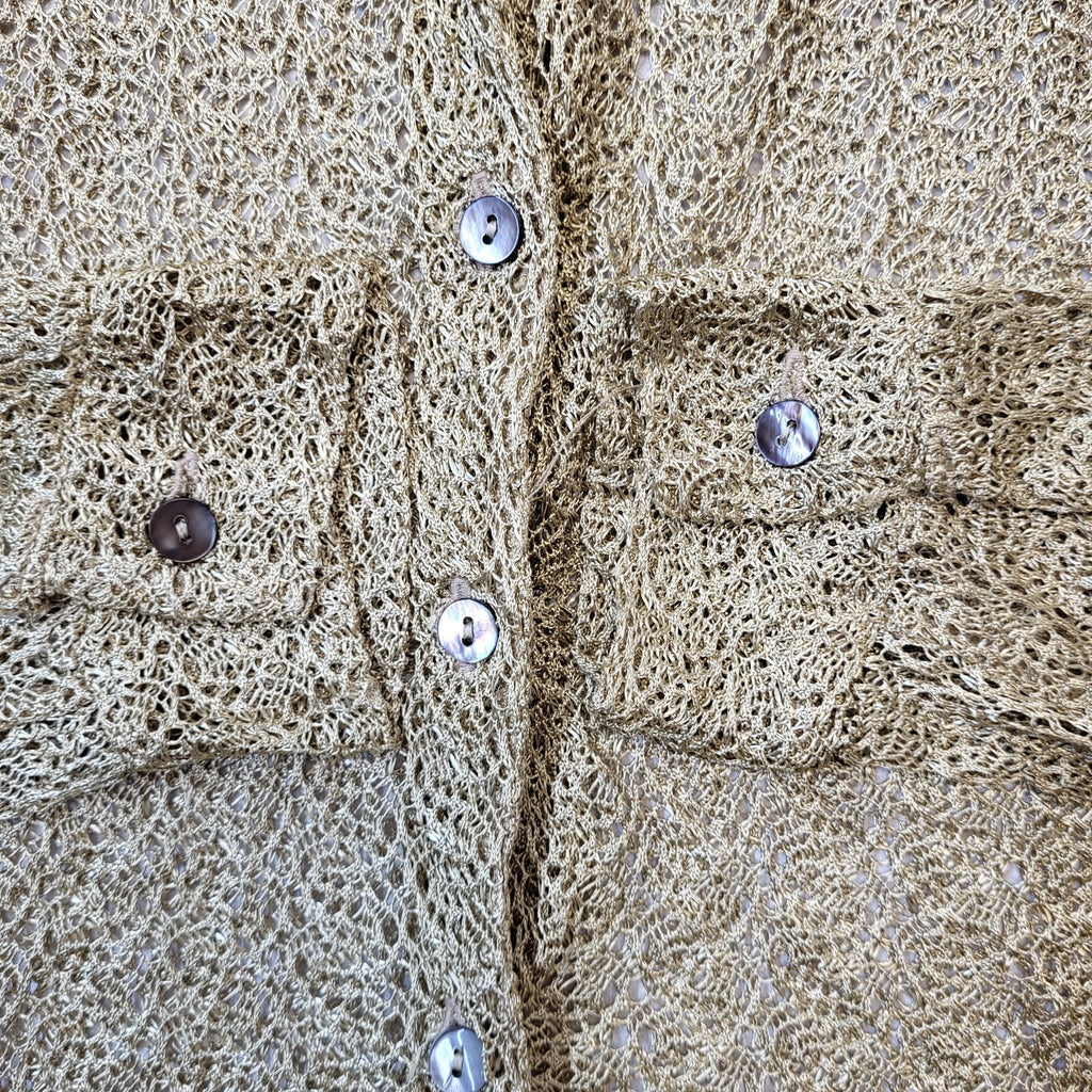 Next 90s Vintage Gold Mesh Button Up Blouse Women's Size 14
