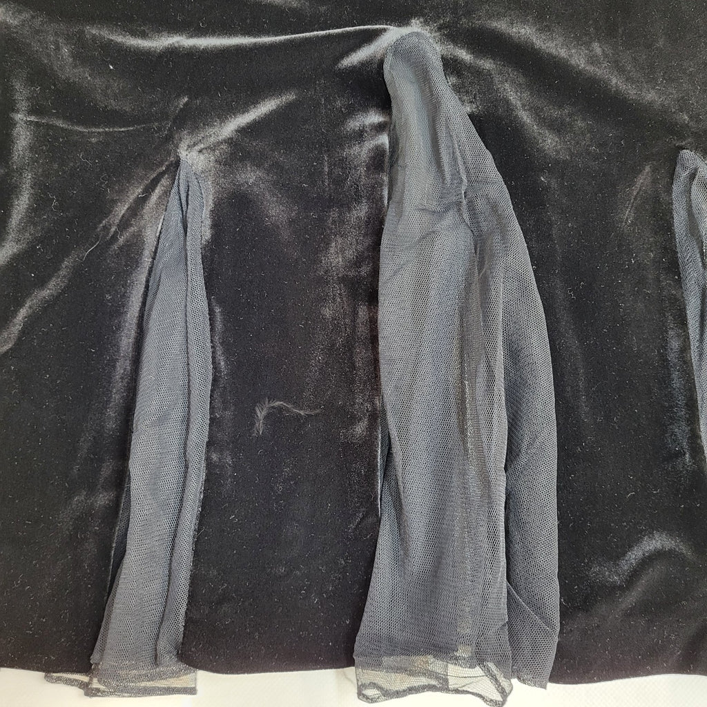Xscape Usa 90s Skirt A-Line Black Velour Midi Women's UK 16 BNWT