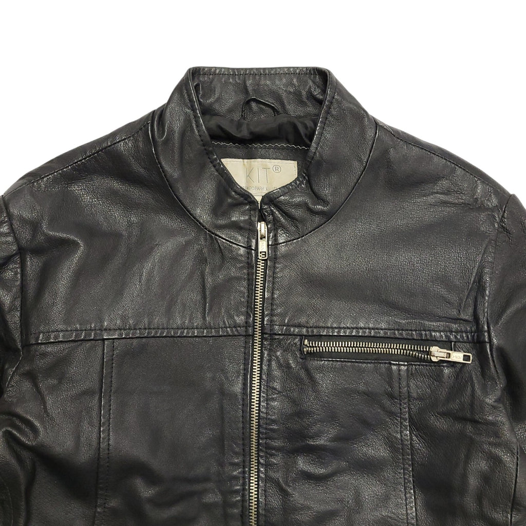 Kit 90s Black Zip Up Leather Jacket Uk Women's Size 10