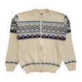 80s Vintage Cream & Brown Zipped Cardigan Uk Women's Size Large