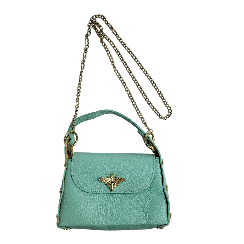 Vera Pelle Mint Green Leather Top Handle Shoulder Bag Women's 7.5" x 6"