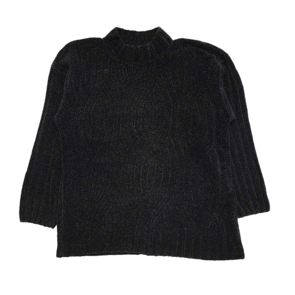 Classic 80s Vintage Black Acrylic Cardigan Women's Size 12-14