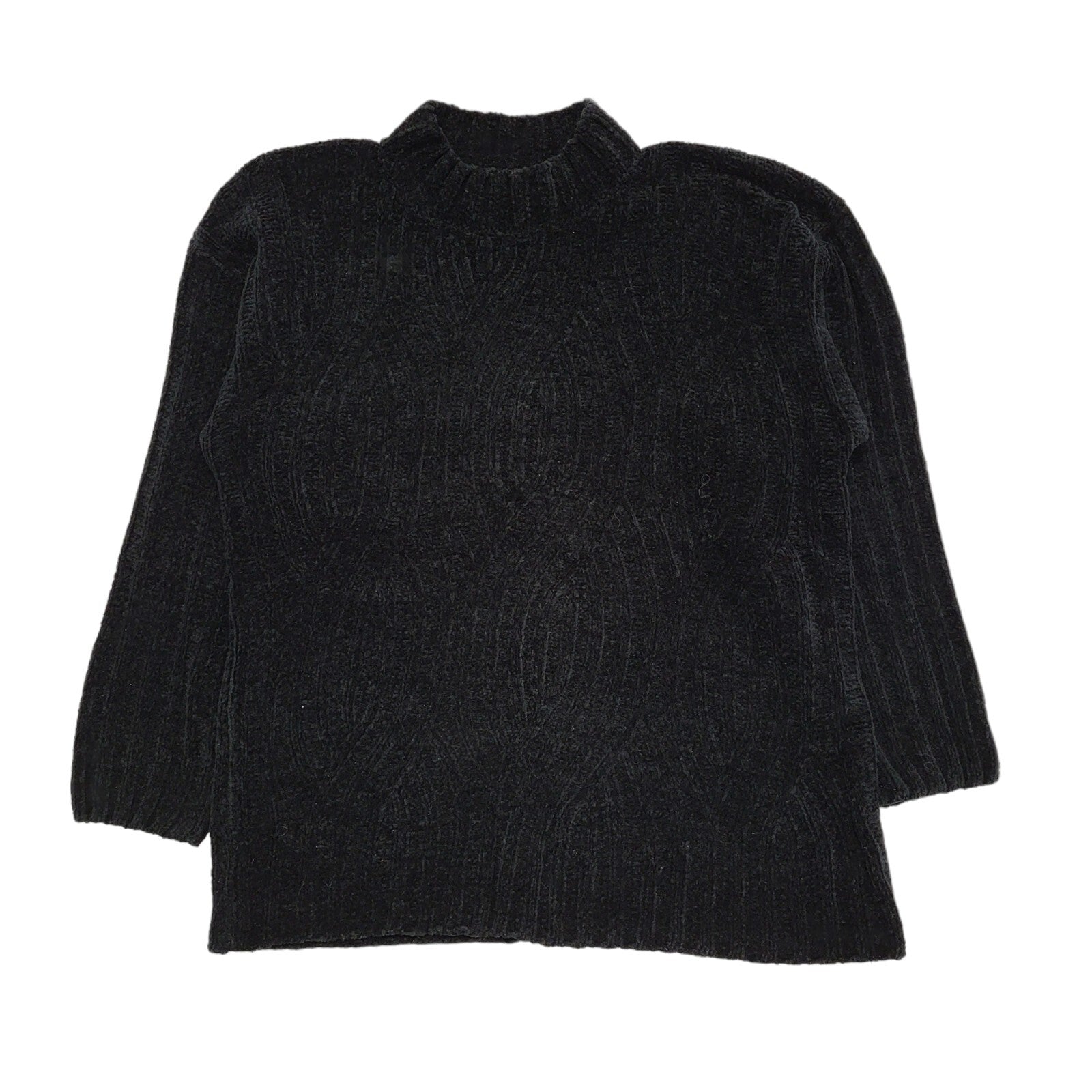 Classic 80s Vintage Black Acrylic Cardigan Women's Size 12-14