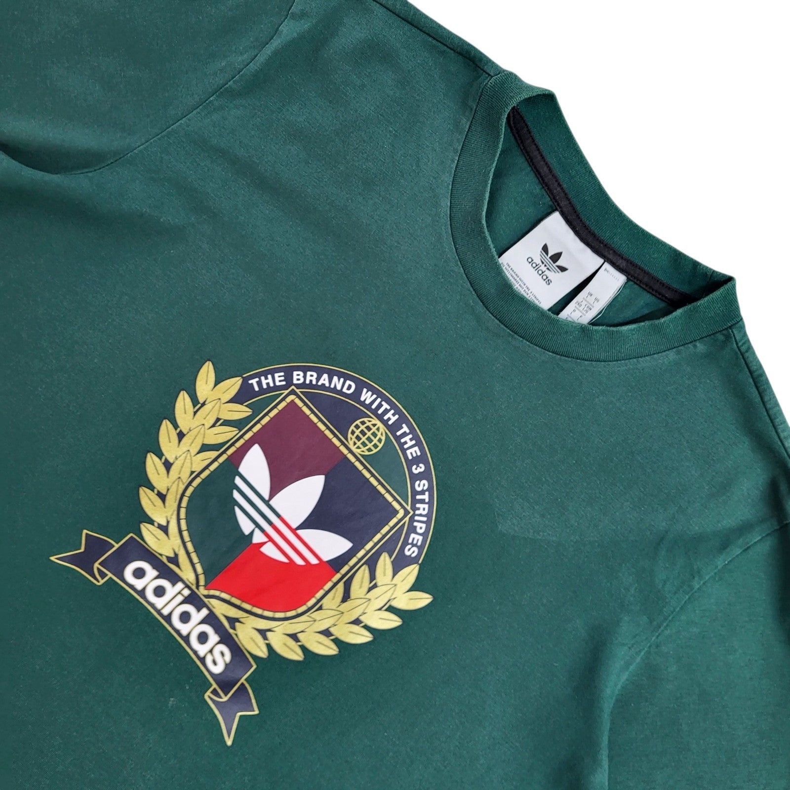 Addas Green Y2k Logo Cotton Double Stitch T-Shirt Uk Men's Size L