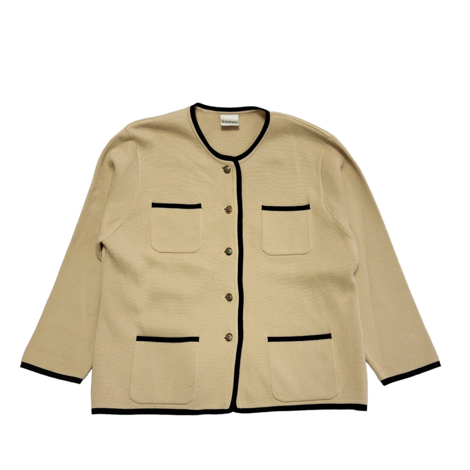Eastex Vintage 90s Beige Button Cardigan Jacket Uk Women's Size 18