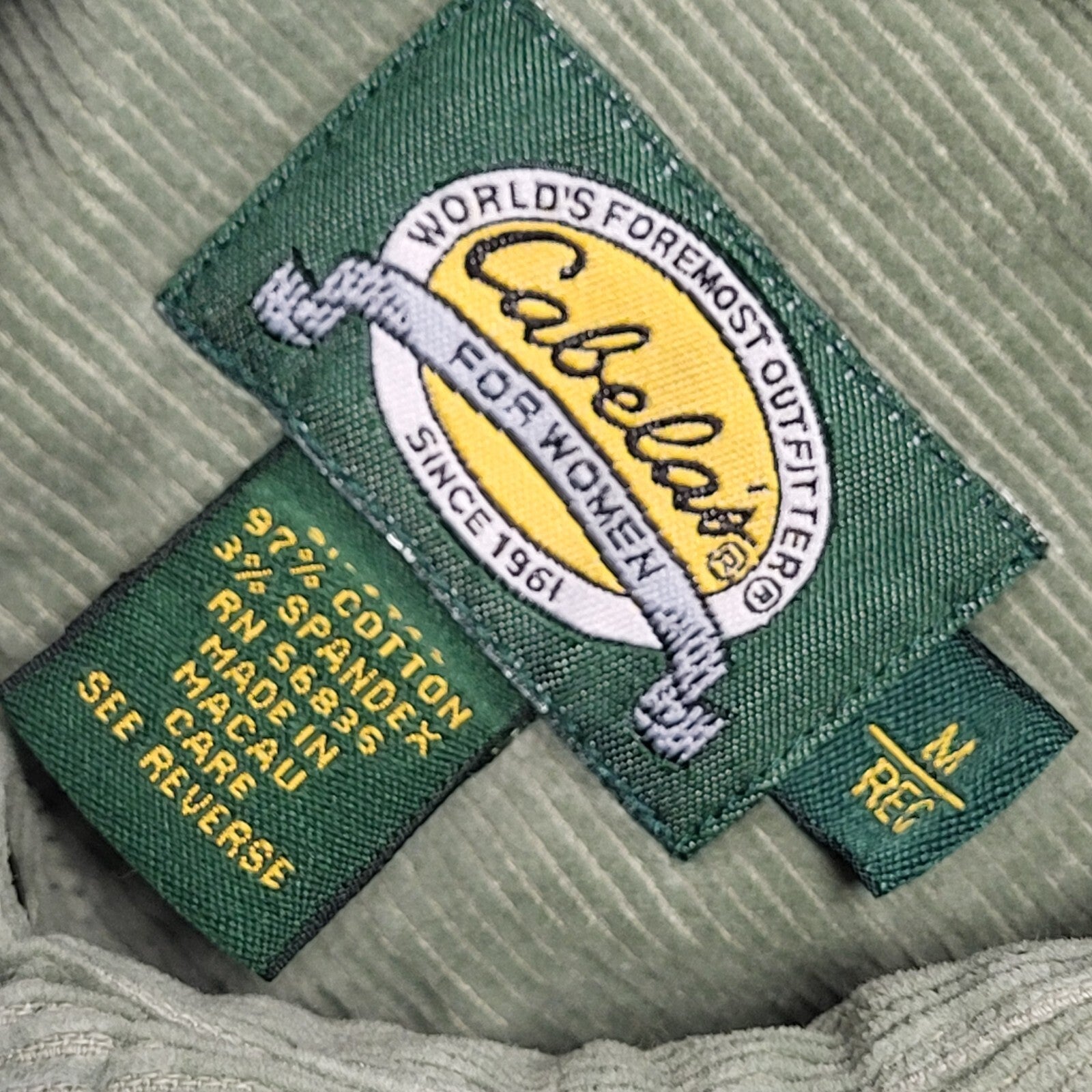 Cabela's 90s Vintage Green Corduroy Long Sleeve Shirt Womens Size Medium