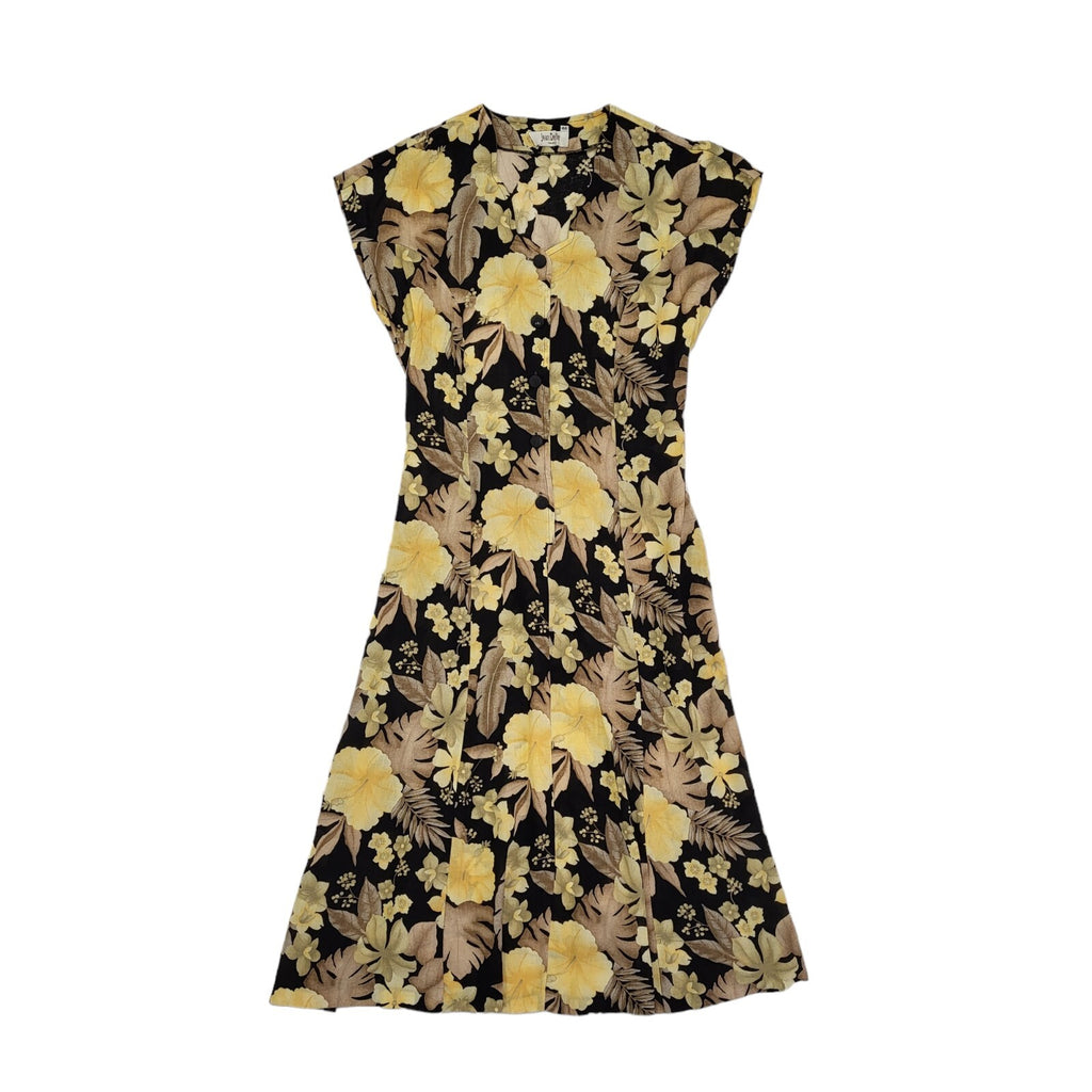 Jean Deflin 90s Vintage Floral Buttoned Daywear Dress Women's 14/16