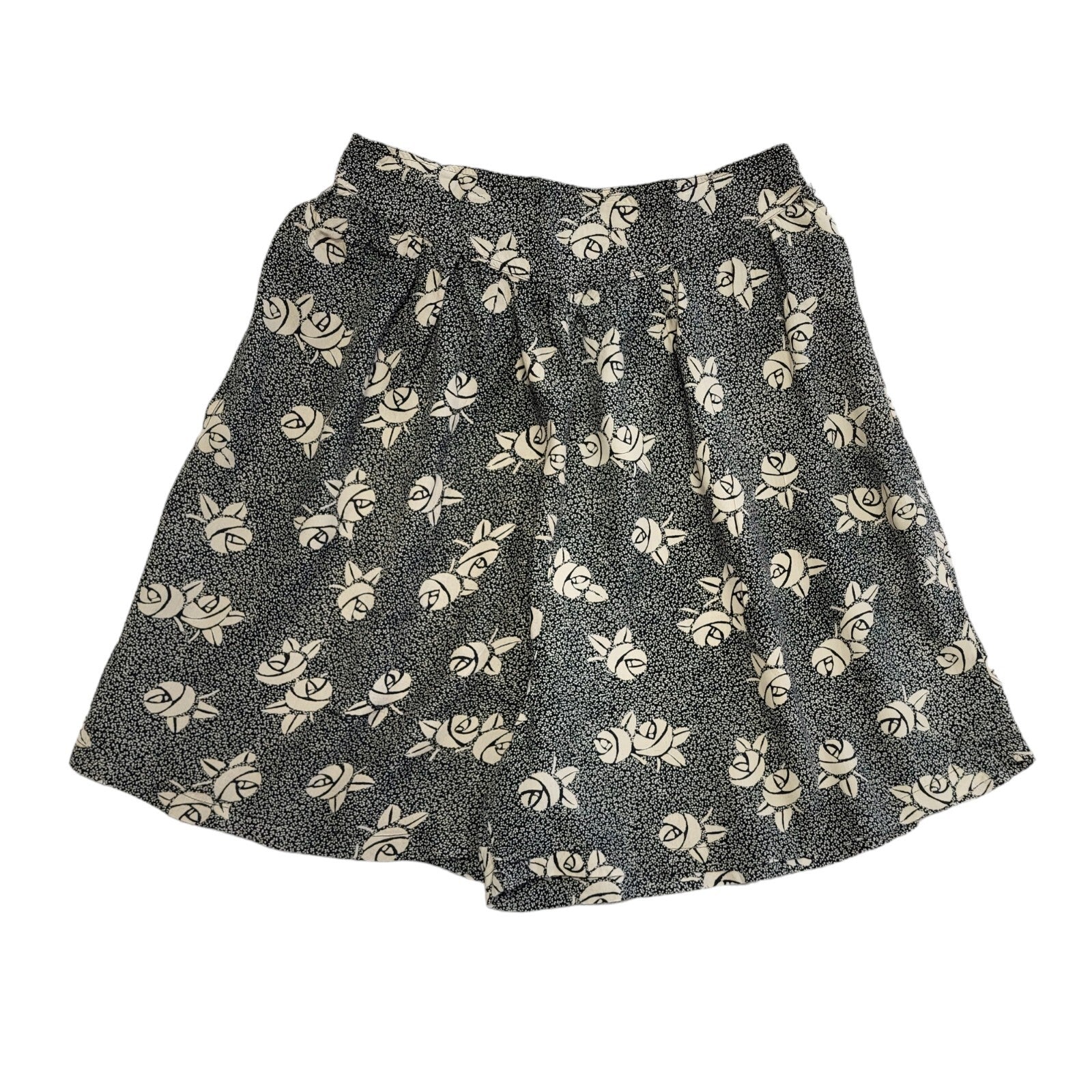 Vintage 90's Black & White Floral High Waist Shorts Womens UK 10 W28