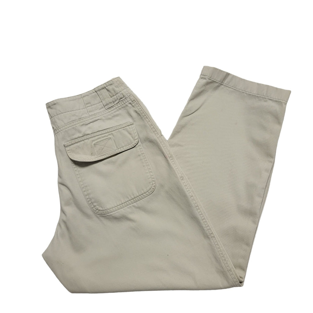 M&S Y2k Vintage Beige Straight Leg Casual Trousers Uk Women's 12 W30 L26