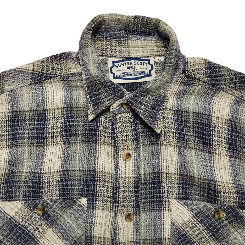 Hunter Scott 90s Vintage Blue & White Check Shirt Uk Men's Size Medium