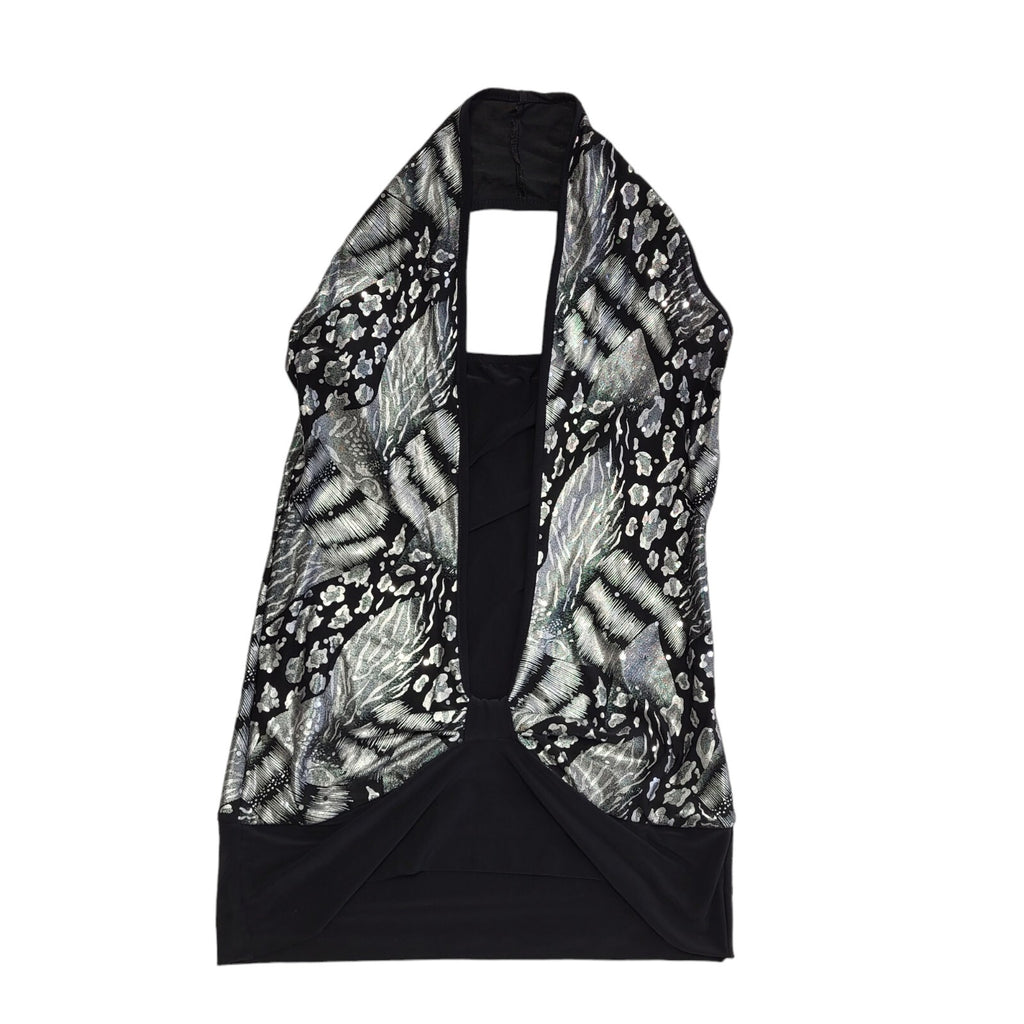 Westone Vintage Y2K Black & Silver Halterneck Top Womens Size 12