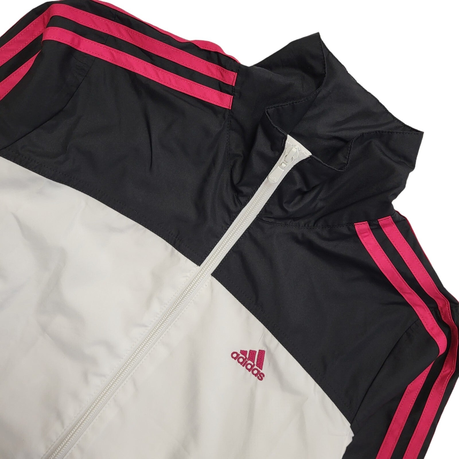 Adidas White & Black Vintage Y2K  Zipped Sports Jacket Uk Women's Size 10