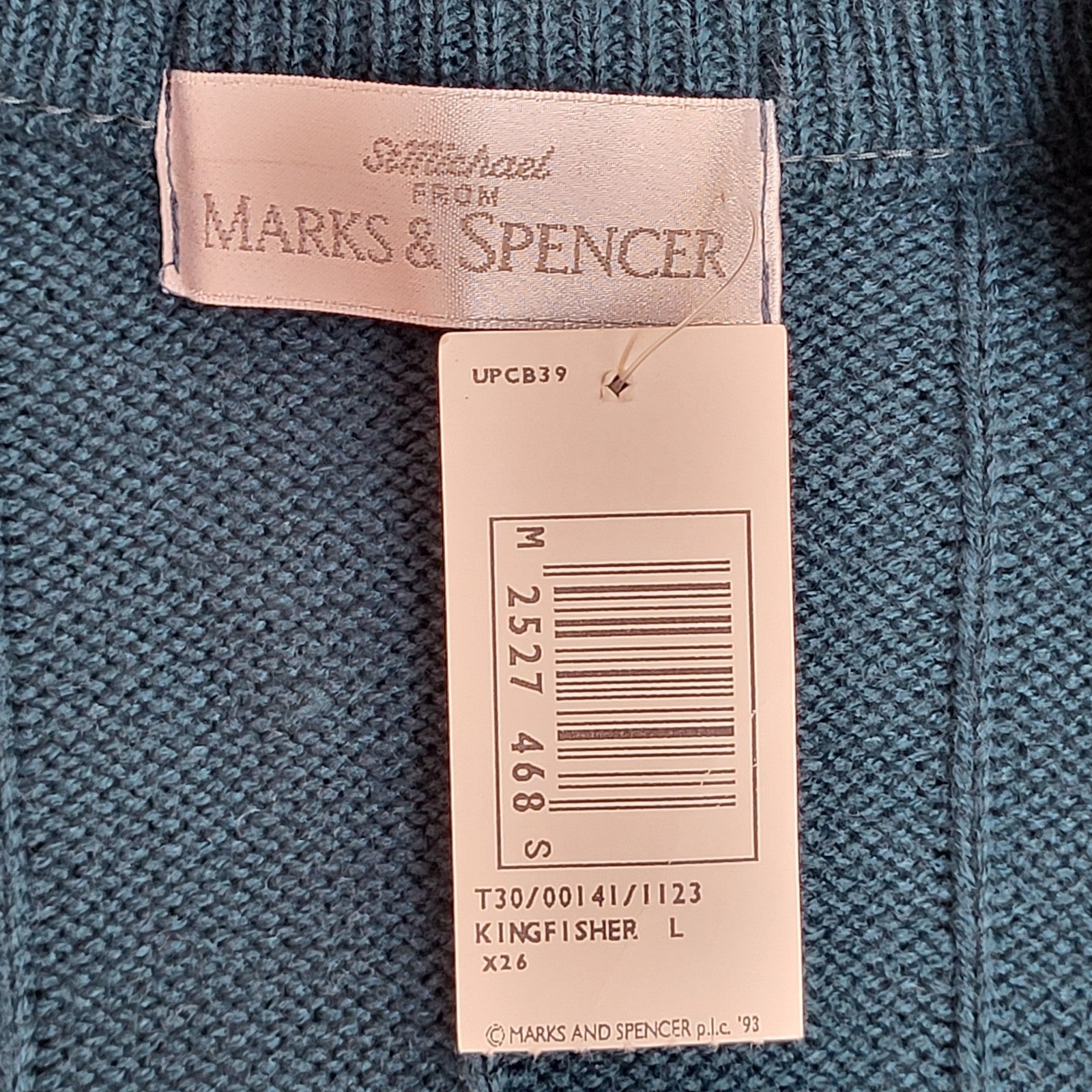 Marks & Spencer Knitted Cardigan Vintage 90s Green Button UK Men's Size L