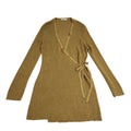 St Michael Vintage 80s Gold Dress Wrap Evening Dress Uk Women's Size 12