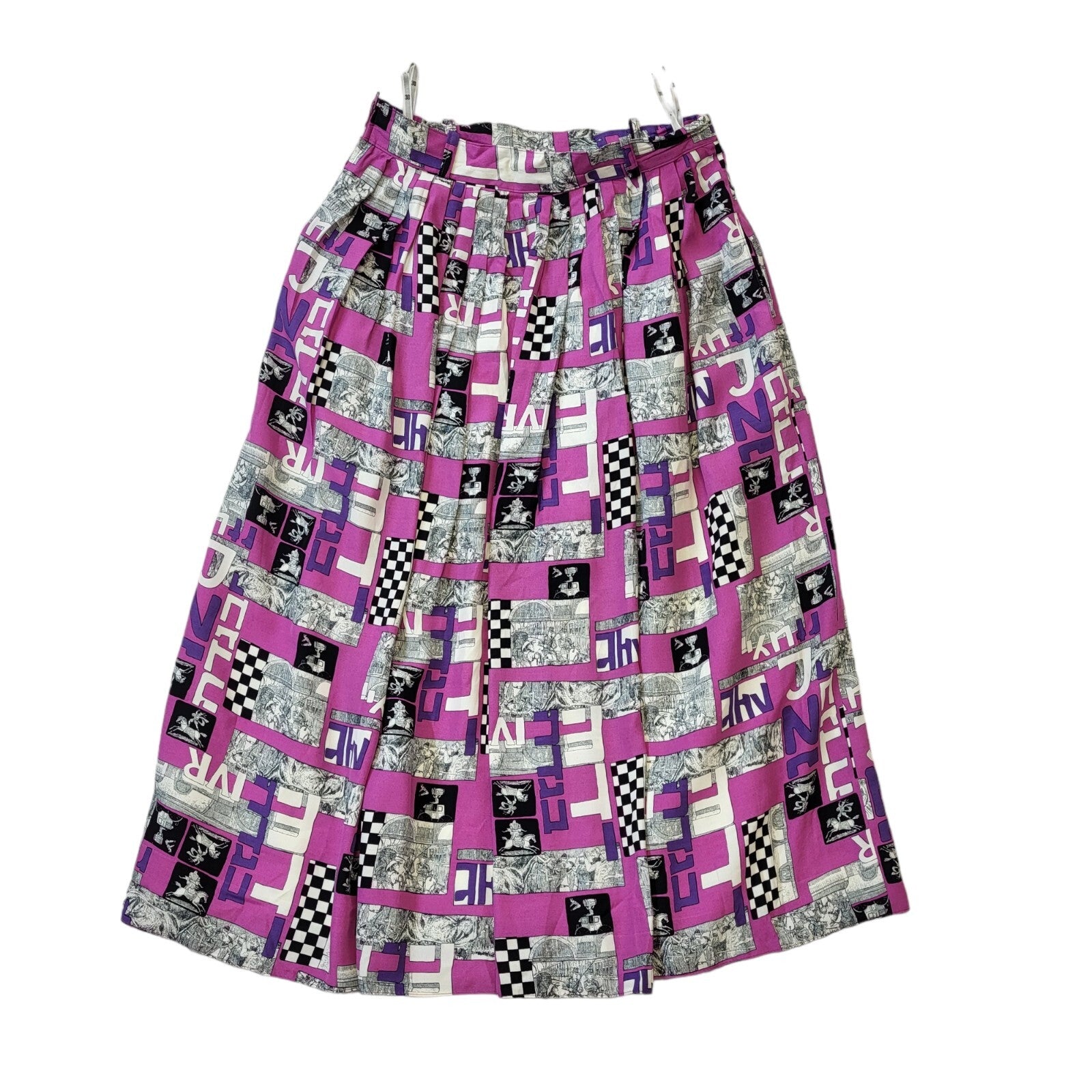 80's Vintage Purple Graphic Print Skirt Women's Size 10 EU 38 W28