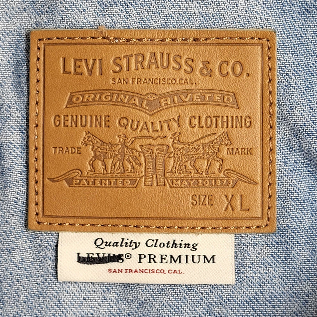 Levi's Denim Jacket Y2k Light Blue Cropped Over-sized UK Women's Size XL