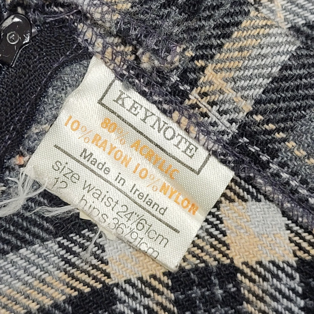 Keynote 70s Vintage Grey & Black Check Mini Skirt Women's Size 6 W24