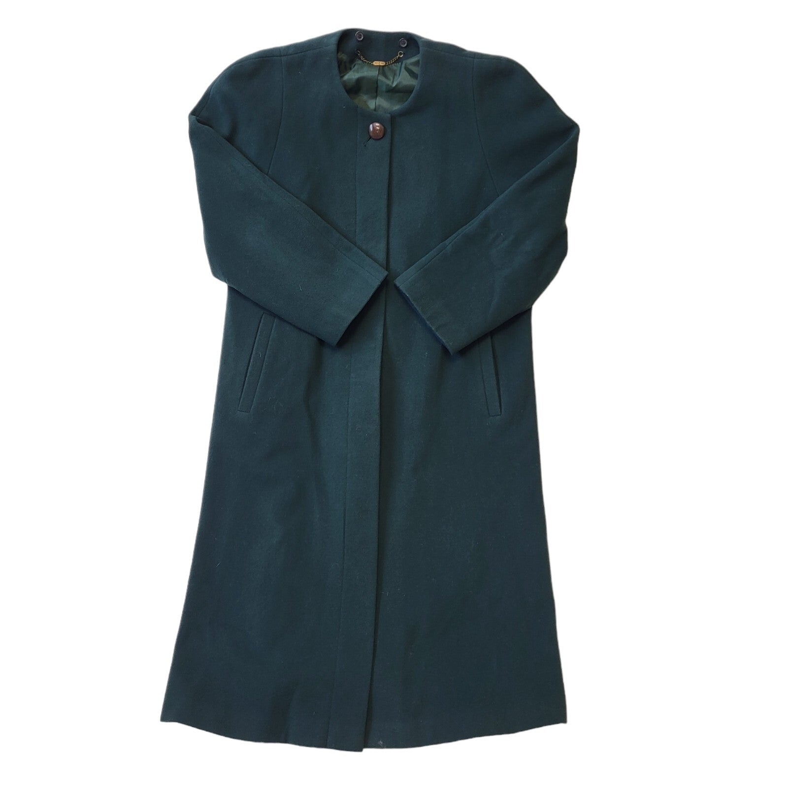 Your Sixth Sense C&A 90s Vintage Green Cashmere Longline Coat Women's Size 14