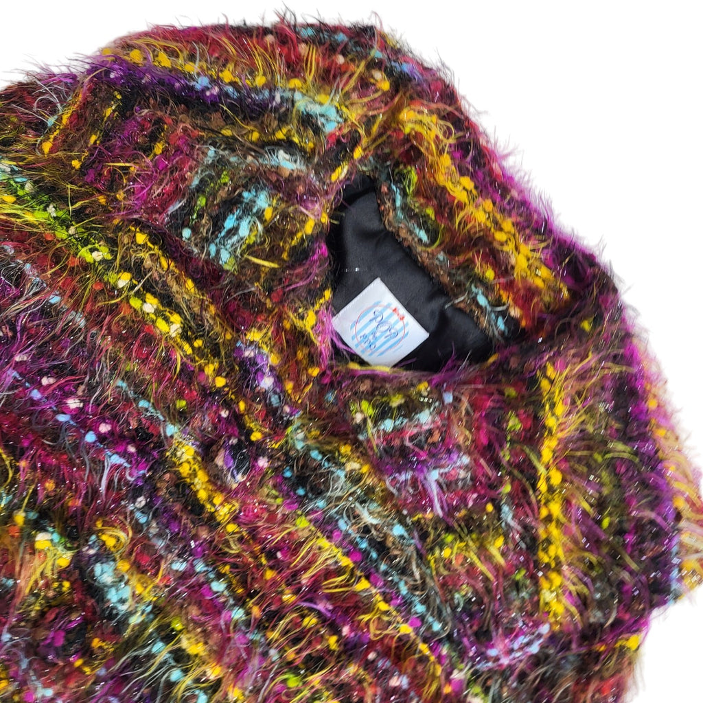 Pop Multicoloured Vintage 90's Capped Sleeve Chunky Cardigan/Coat Women's UK 8
