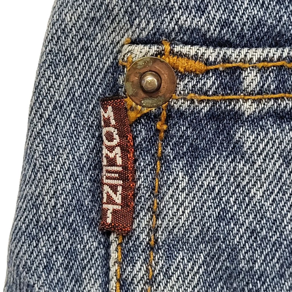 Moment Vintage 90's Blue Denim Knee Length Skirt Womens UK Size 8