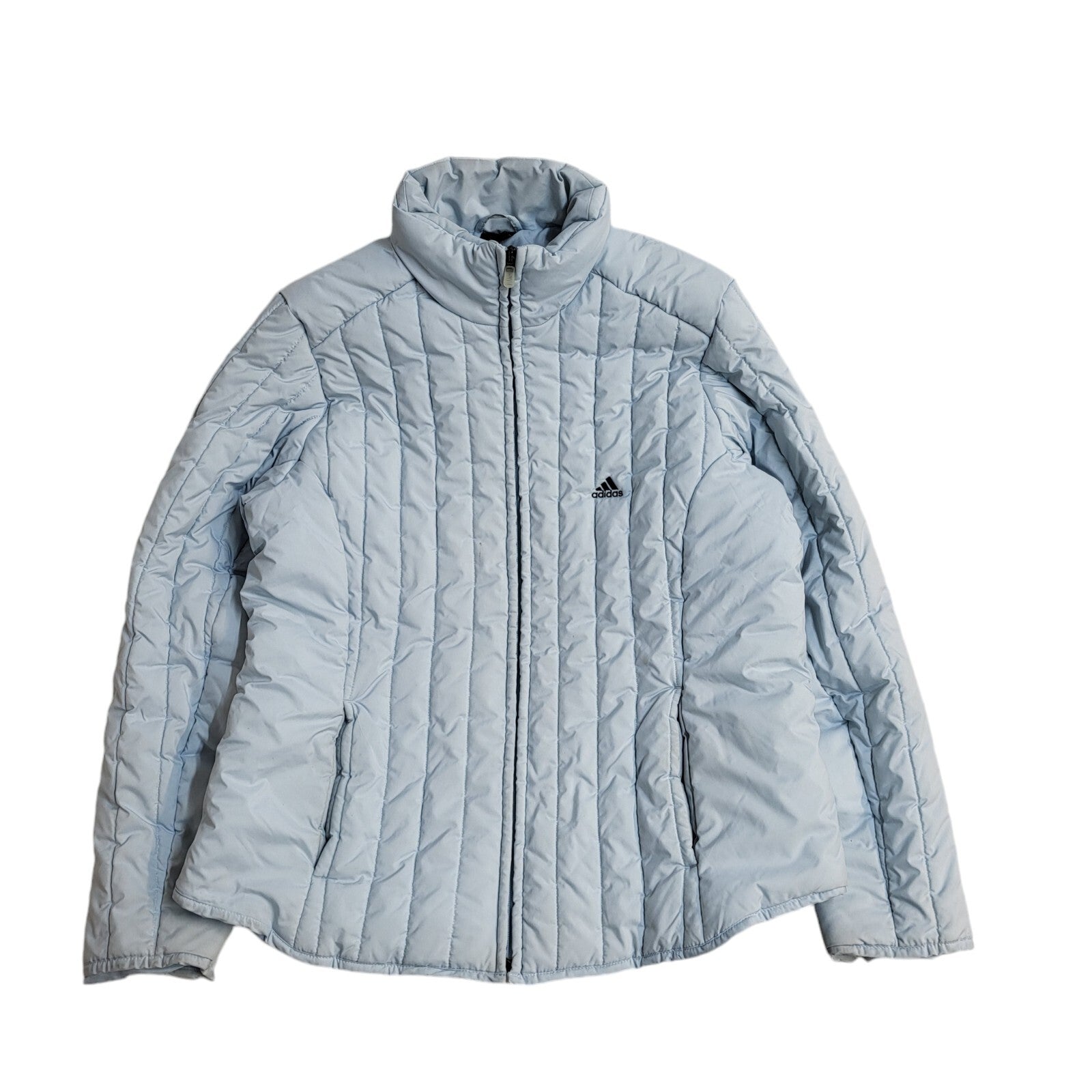 Adidas Vintage 90s Light Blue Quilted Sports Jacket Uk Women's Size 16
