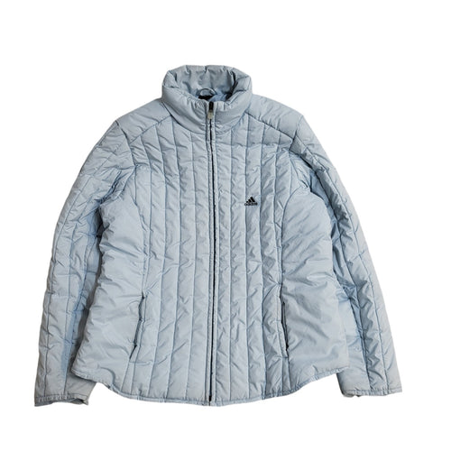Adidas Vintage 90s Light Blue Quilted Sports Jacket Uk Women's Size 16